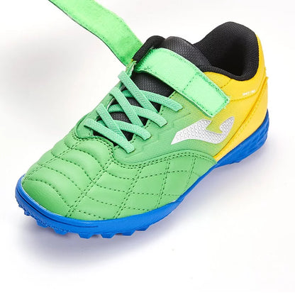 Children's Velcro spiked soccer shoes LIGA T1 - TF [Yellow Green]