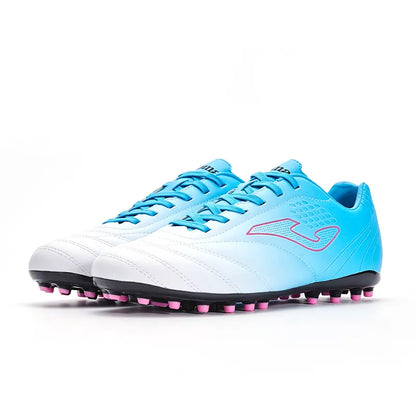 Adult football shoes MG short studs [white light blue]