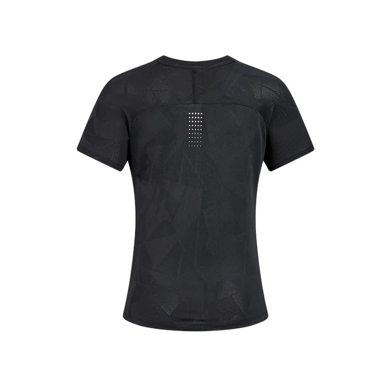Women's mesh cool sports short-sleeved T-shirt [black]