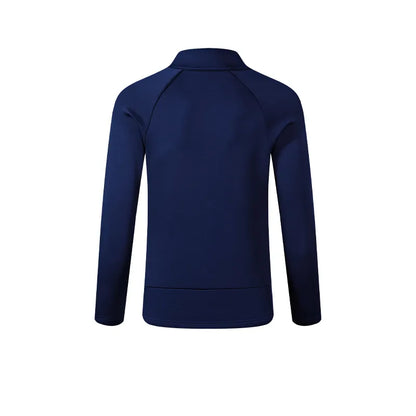Women's knitted long-sleeved zipper shirt [Navy Blue]