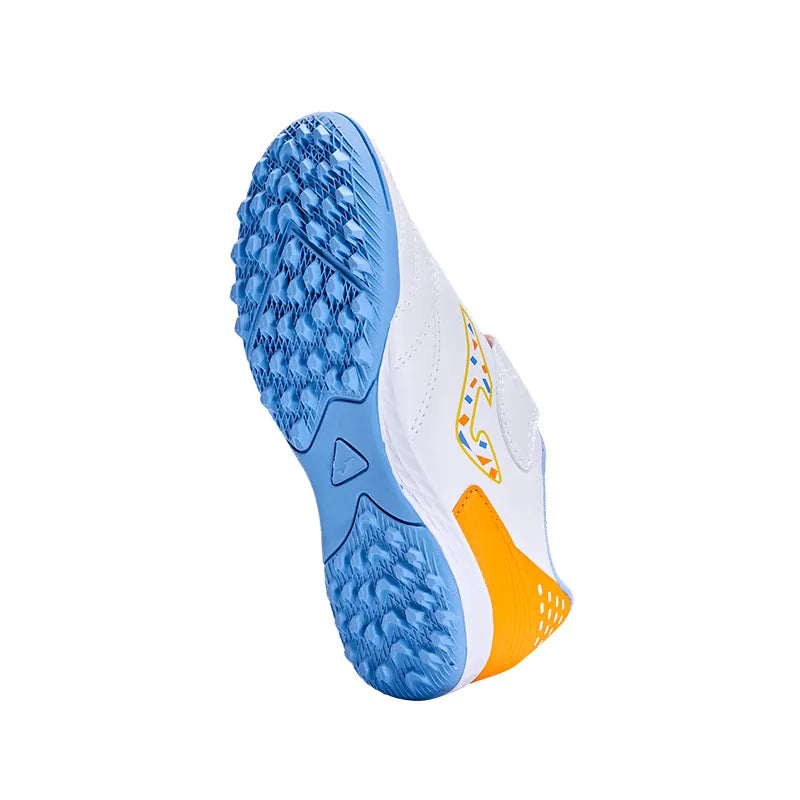 Children's Velcro spiked soccer shoes LIGA 02 - TF [White/Orange]