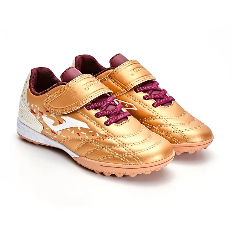 Children's Velcro spiked soccer shoes LIGA 02 - TF [brown gold]