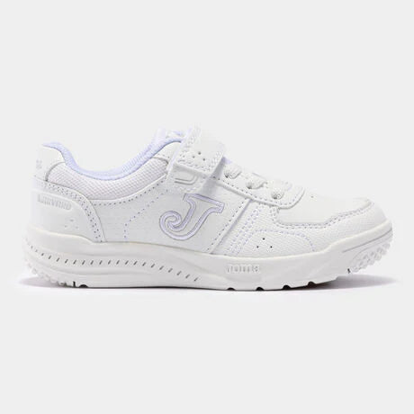 Kids' Velcro Casual White Sneakers [White]