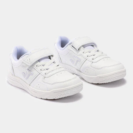 Kids' Velcro Casual White Sneakers [White]
