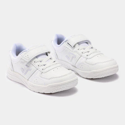 Kids' Velcro Casual White Sneakers [White]