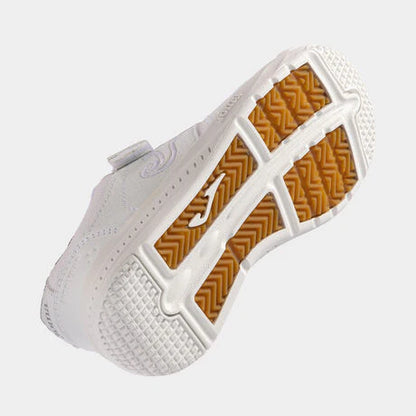Kids' Velcro Casual White Sneakers [White]